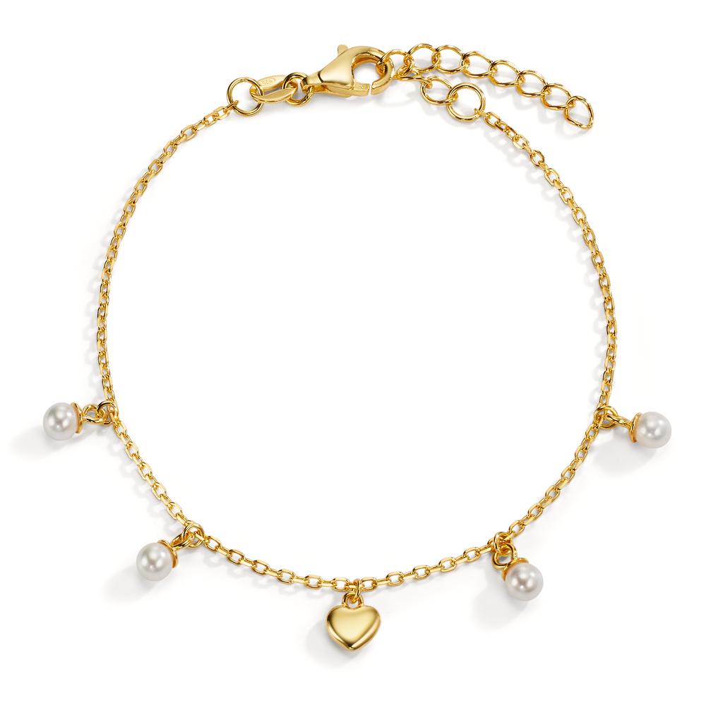 Pulsera Plata Amarillo Dorado Corazón 16-19 cm