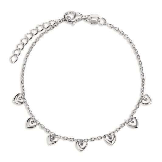 Pulsera Plata Rodio plateado Corazón 16-19 cm