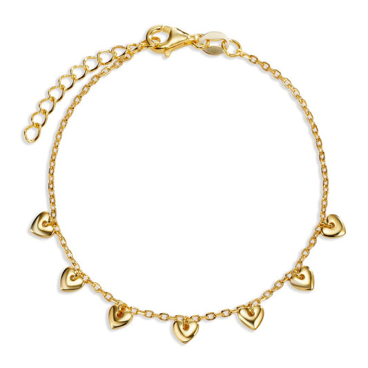 Pulsera Plata Amarillo Dorado Corazón 16-19 cm