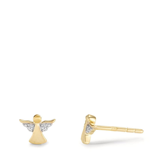 Pendientes 750/oro amarillo de 18 quilates Circonita 4 piedras Ángel guardian Ø6 mm