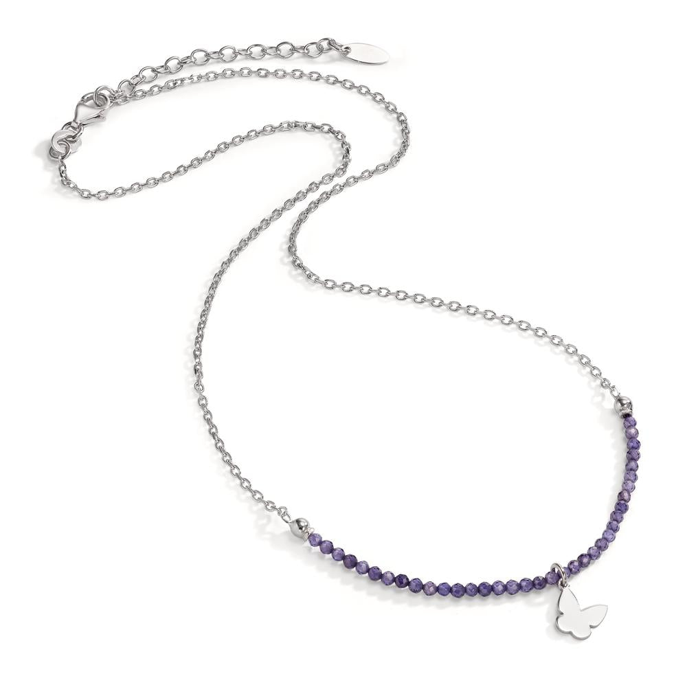 Collar Plata Cristal Violeta Rodio plateado Mariposa 40-44 cm