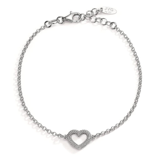 Pulsera Plata Rodio plateado Corazón 17-19 cm