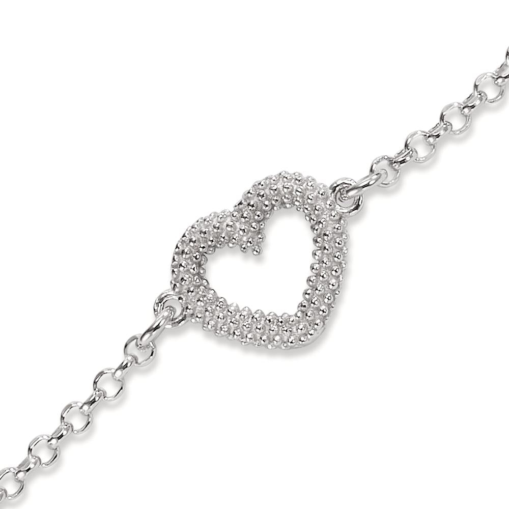 Pulsera Plata Rodio plateado Corazón 17-19 cm