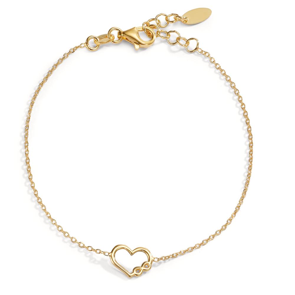 Pulsera Plata Amarillo Dorado Corazón 17-19 cm