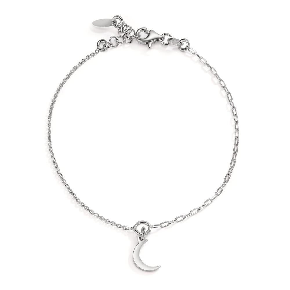 Pulsera Plata Rodio plateado luna 17.5-19.5 cm