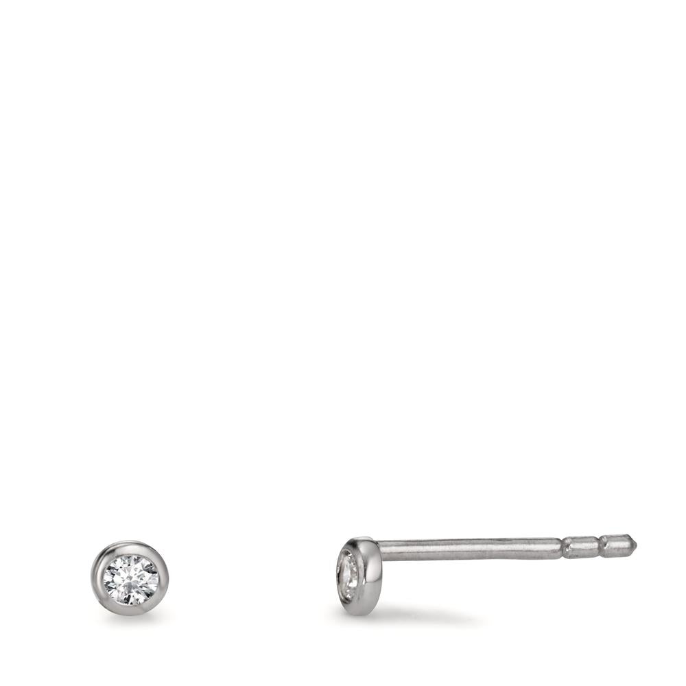 Pendientes Plata Circonita 2 piedras Rodio plateado Ø3 mm