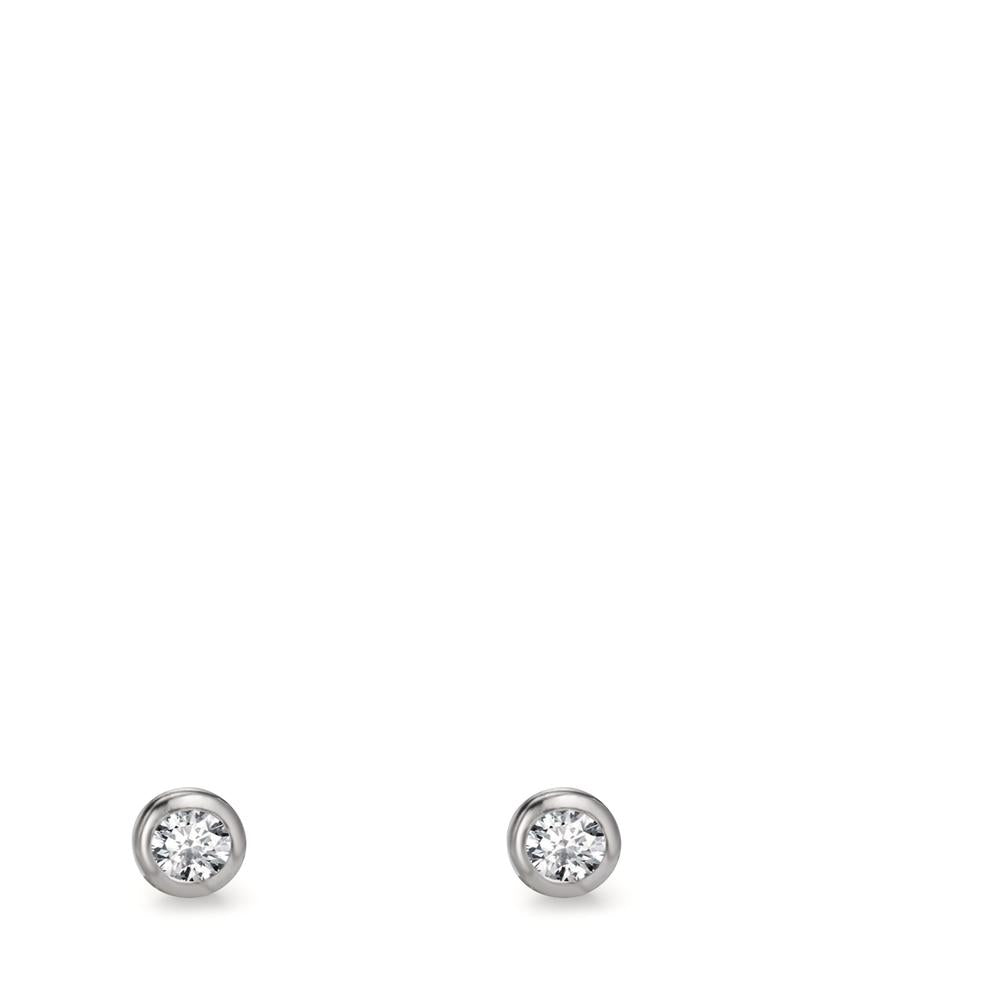 Pendientes Plata Circonita 2 piedras Rodio plateado Ø3 mm