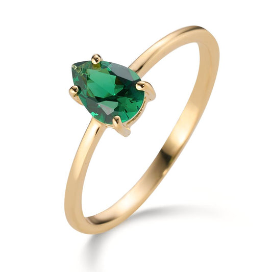 Anillo de dedo Oro amarillo de 585/14 kt. Circonita verde