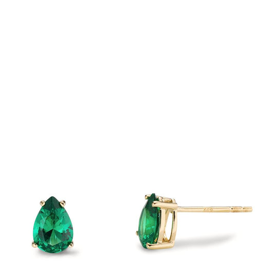 Pendientes Oro amarillo de 585/14 kt. Circonita verde, 2 piedras