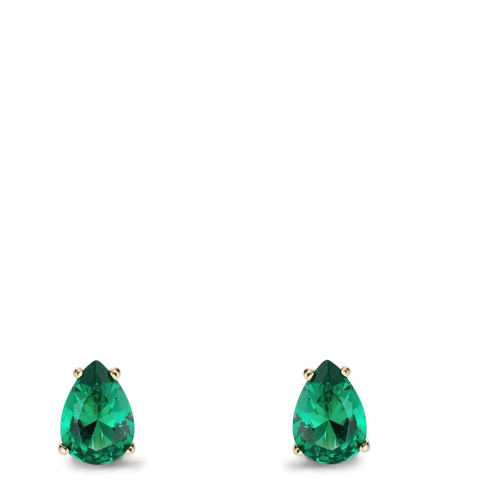 Pendientes Oro amarillo de 585/14 kt. Circonita verde, 2 piedras