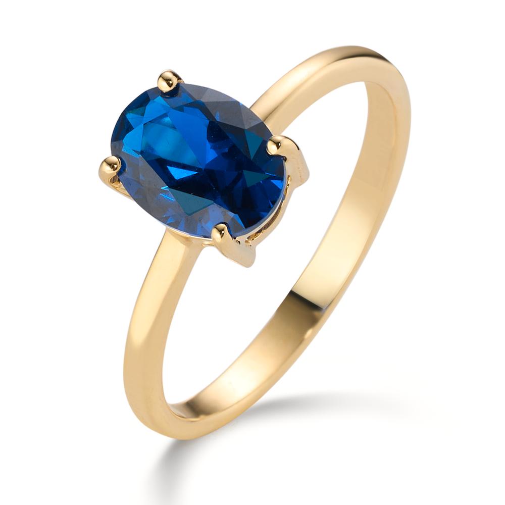 Anillo de dedo Oro amarillo de 585/14 kt. Circonita azul