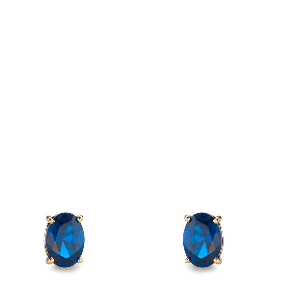 Pendientes Oro amarillo de 585/14 kt. Circonita azul, 2 piedras