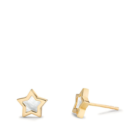 Pendientes Oro amarillo de 585/14 kt. Madre perla estrella Ø7.5 mm