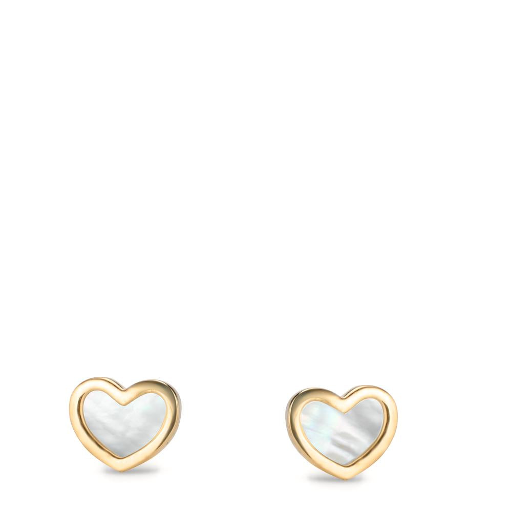 Pendientes Oro amarillo de 585/14 kt. Madre perla Corazón Ø6.5 mm