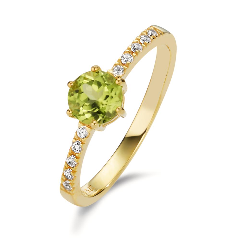 Anillo de dedo Oro amarillo de 375/9K Peridoto, Circonita 10 piedras