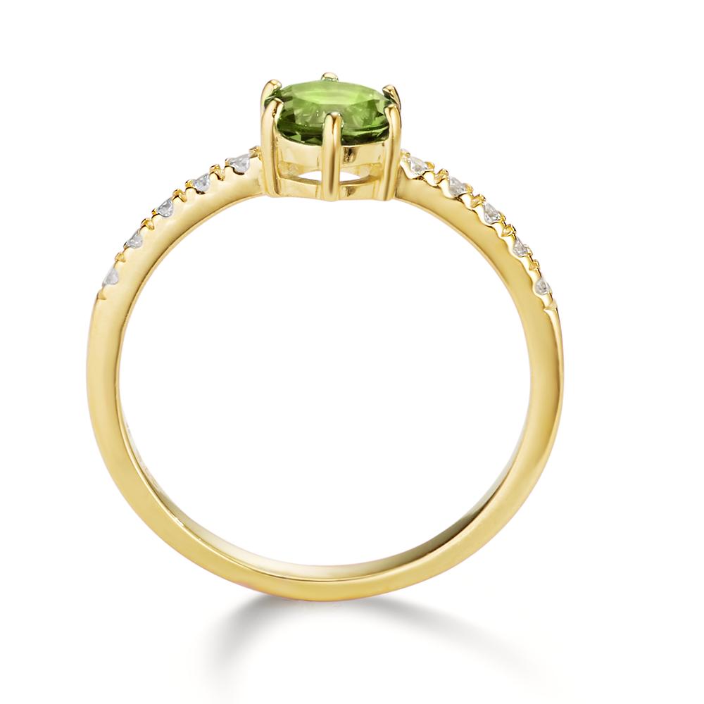 Anillo de dedo Oro amarillo de 375/9K Peridoto, Circonita 10 piedras