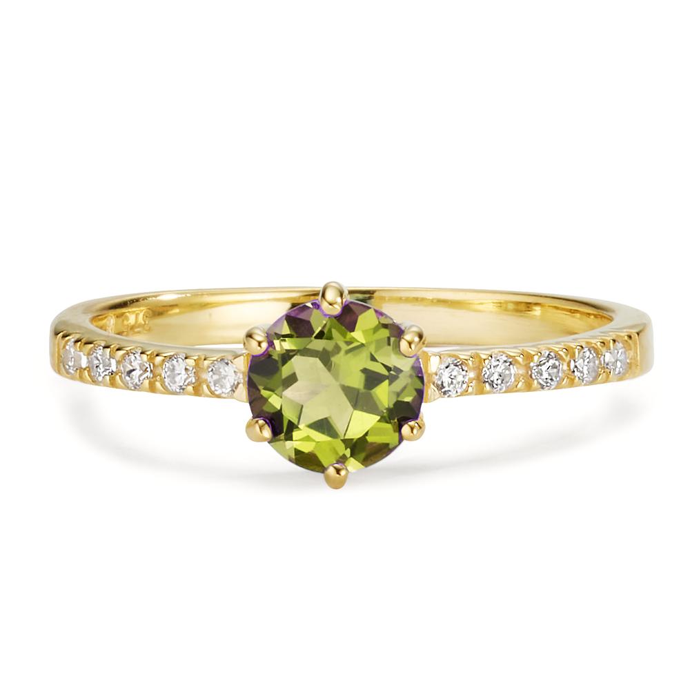 Anillo de dedo Oro amarillo de 375/9K Peridoto, Circonita 10 piedras