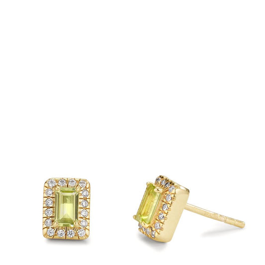 Pendientes Oro amarillo de 375/9K Peridoto 2 piedras, Circonita 32 piedras