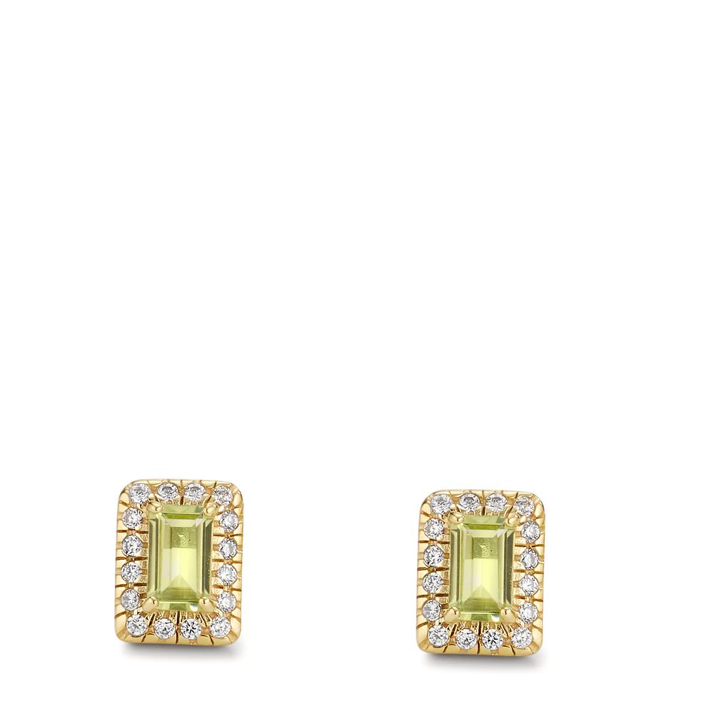 Pendientes Oro amarillo de 375/9K Peridoto 2 piedras, Circonita 32 piedras