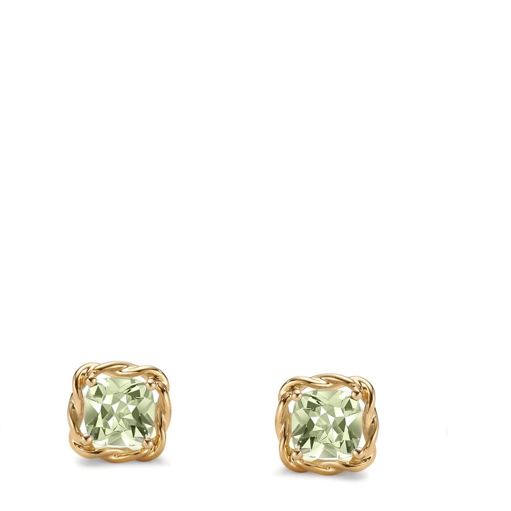 Pendientes Oro amarillo de 585/14 kt. Amatista verde Ø7 mm