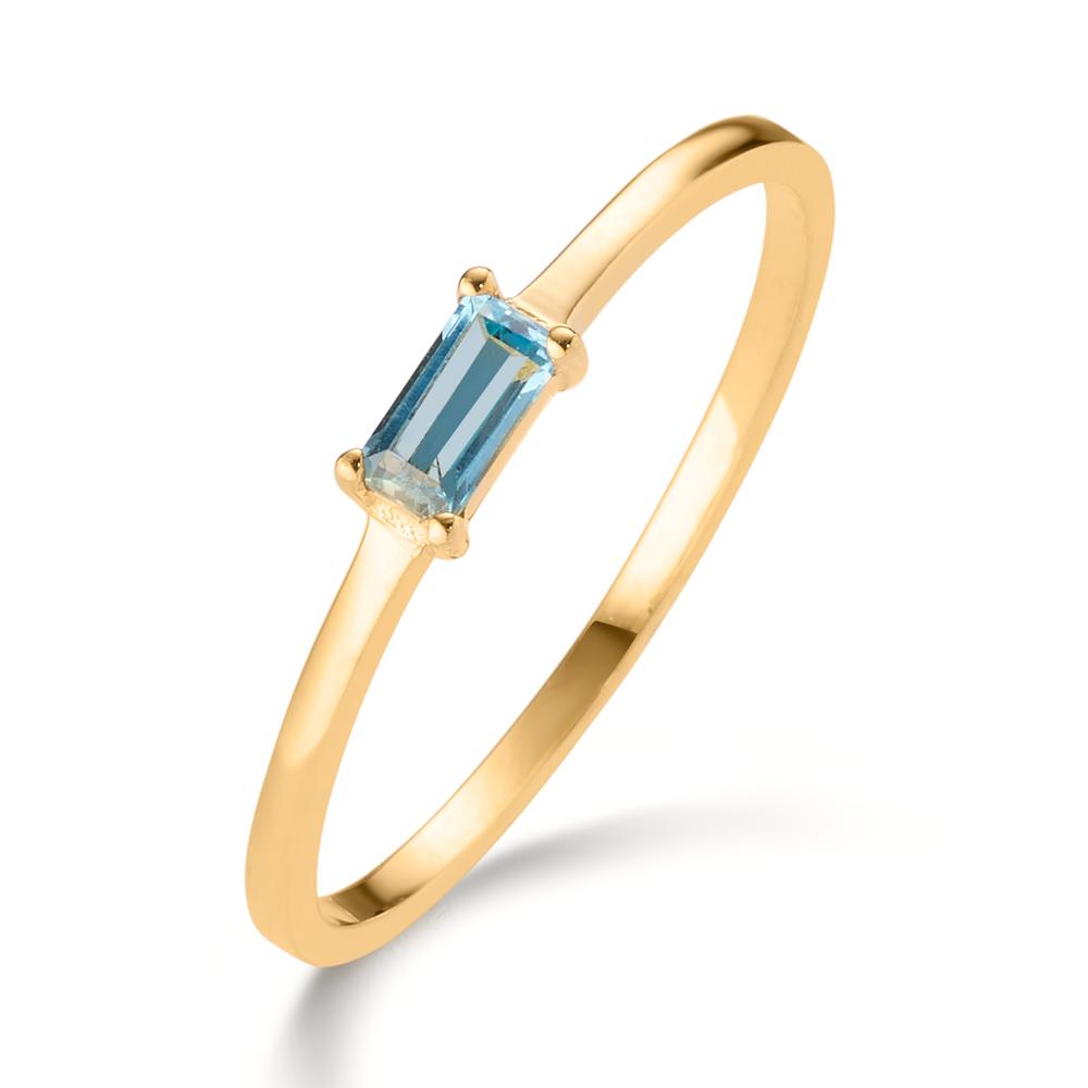 Anillo de dedo Oro amarillo de 585/14 kt. Topacio azul, 0.15 ct