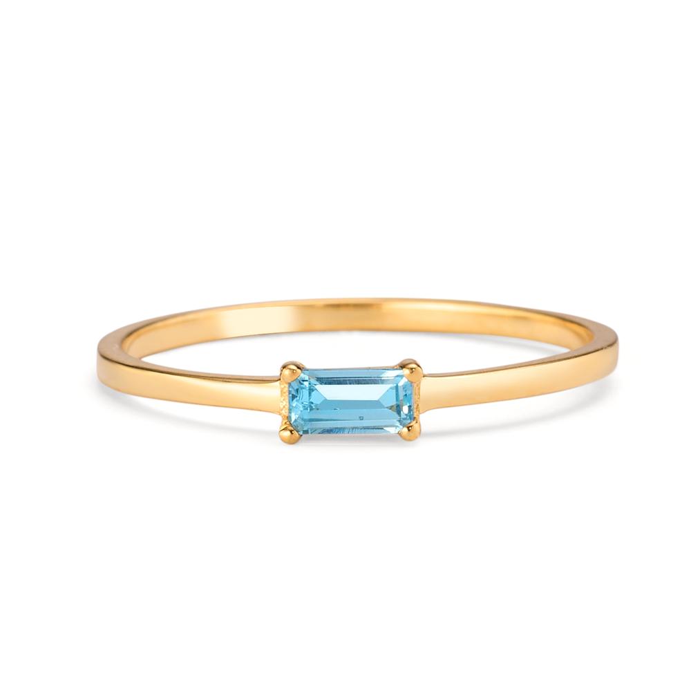 Anillo de dedo Oro amarillo de 585/14 kt. Topacio azul, 0.15 ct