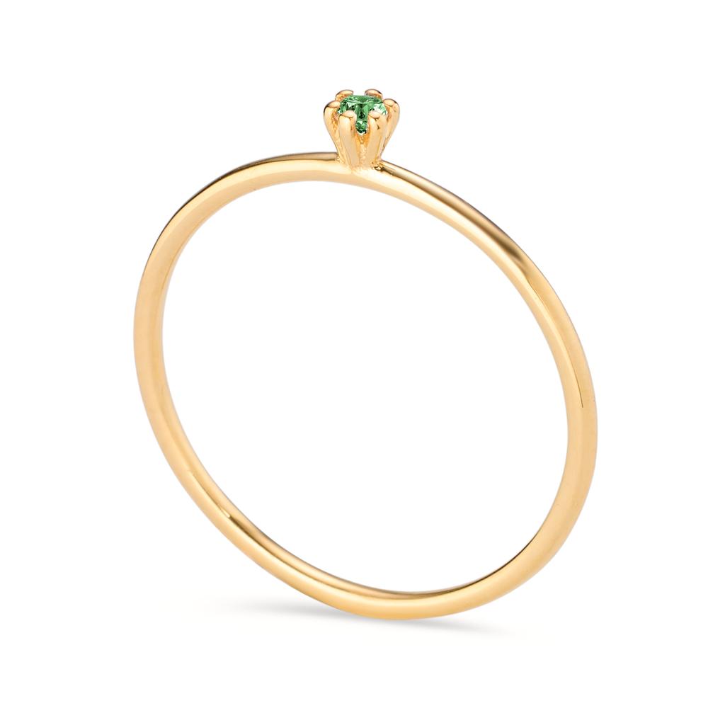 Anillo solitario Oro amarillo de 585/14 kt. Granate verde, 0.04 ct