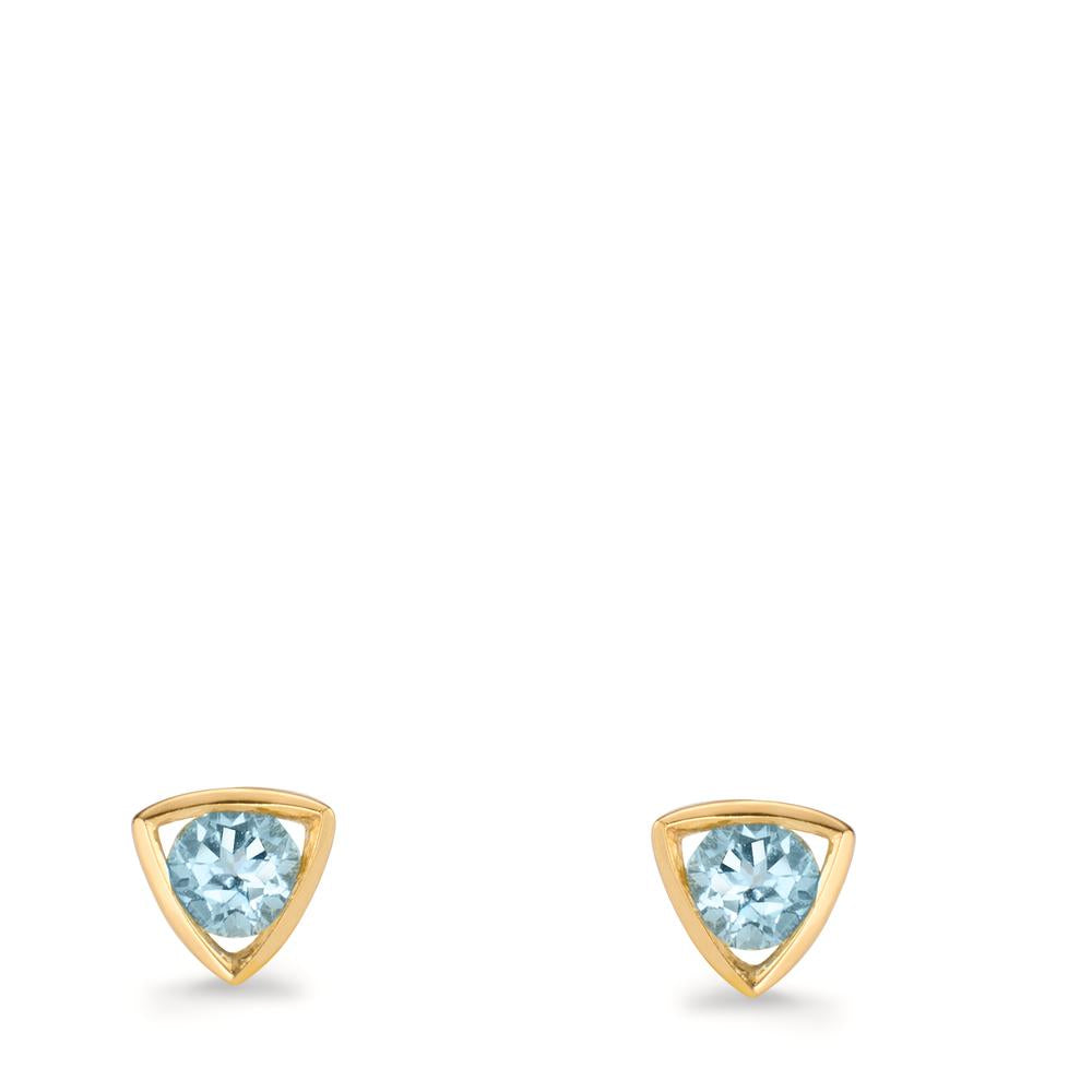 Pendientes Oro amarillo de 585/14 kt. Topacio azul, 0.28 ct, 2 piedras Ø4.5 mm