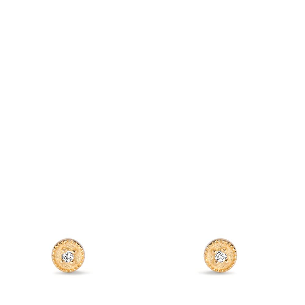 Pendientes Oro amarillo de 585/14 kt. Diamante 0.016 ct, 2 piedras, w-si Ø3.5 mm