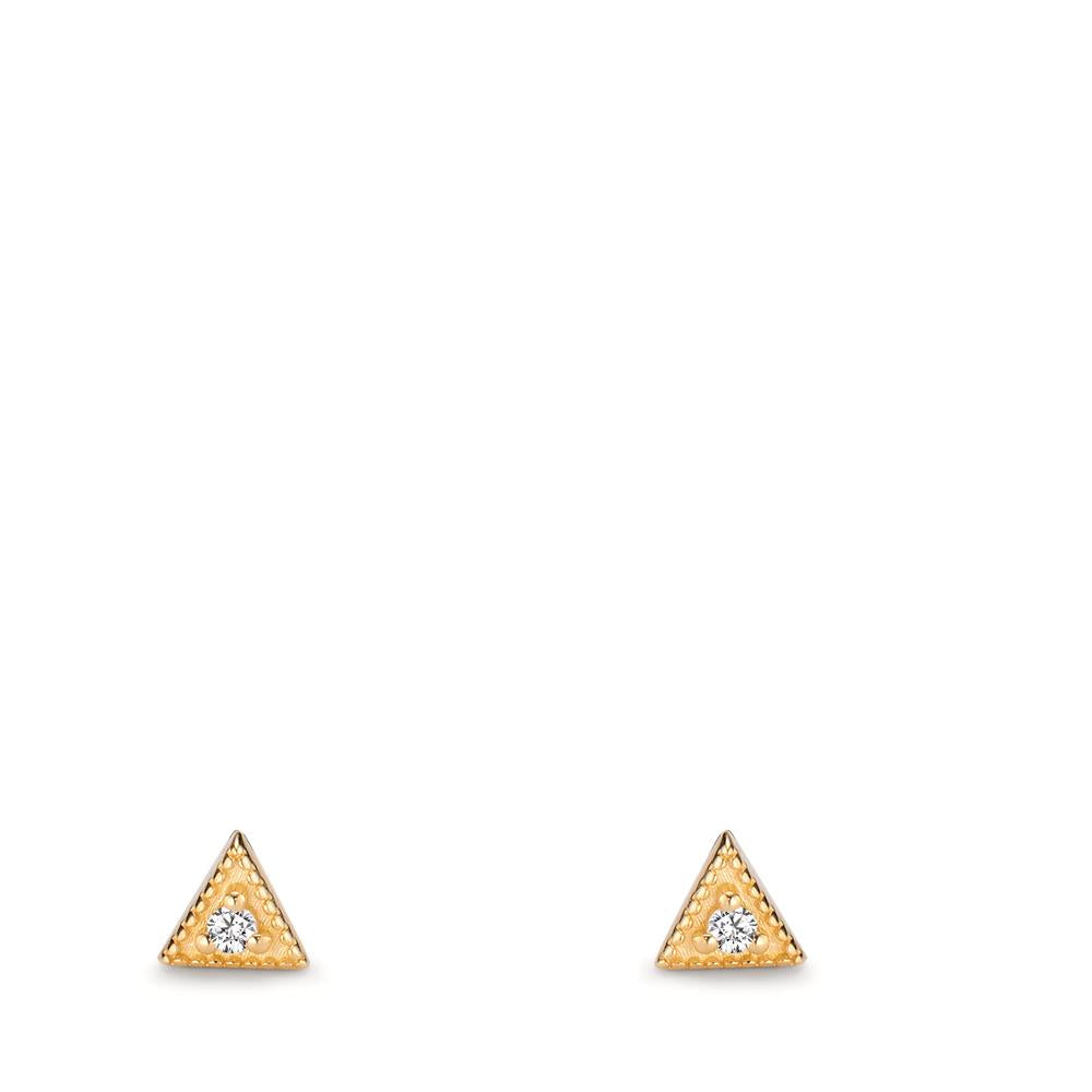 Pendientes Oro amarillo de 585/14 kt. Diamante 0.016 ct, 2 piedras, w-si Ø3.5 mm