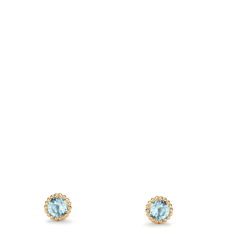 Pendientes Oro amarillo de 585/14 kt. Topacio azul, 0.16 ct, 2 piedras Ø3 mm