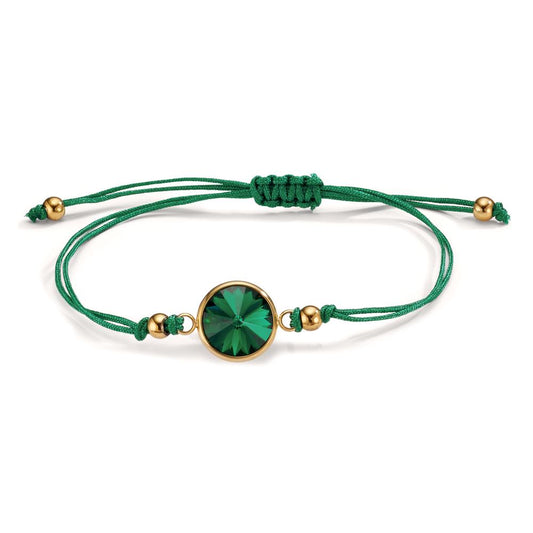 Pulsera Acero inoxidable, Textil Circonita verde Amarillo Recubierto de IP 14-21 cm