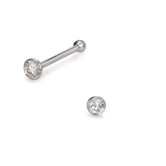 Pendiente de nariz 750/oro blanco de 18 quilates Diamante 0.035 ct, w-si Ø2.5 mm