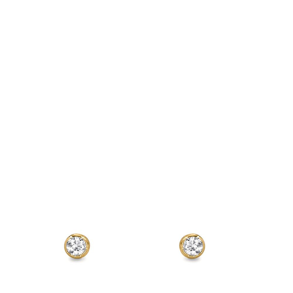 Pendientes Plata Circonita 2 piedras Amarillo Dorado Ø2 mm