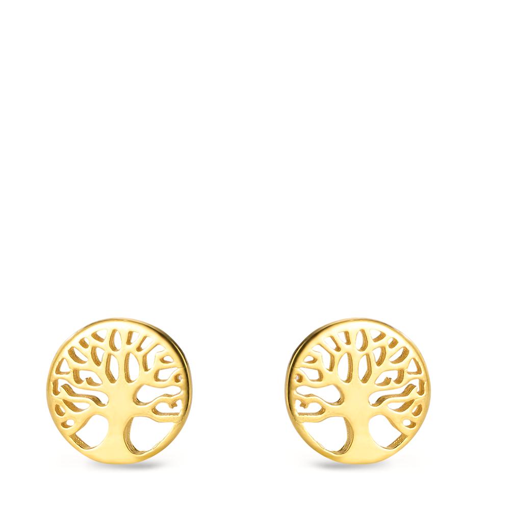 Pendientes Plata Amarillo Dorado árbol de la vida Ø10 mm