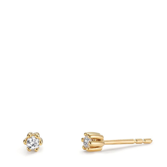 Pendientes Oro amarillo de 375/9K Circonita 2 piedras Ø3 mm