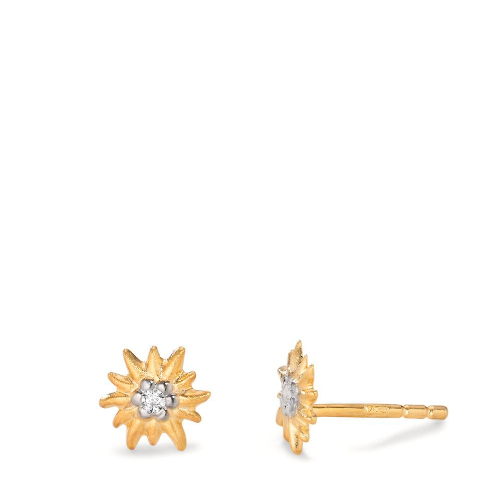 Pendientes Oro amarillo de 375/9K Bicolor Edelweiss Ø7 mm