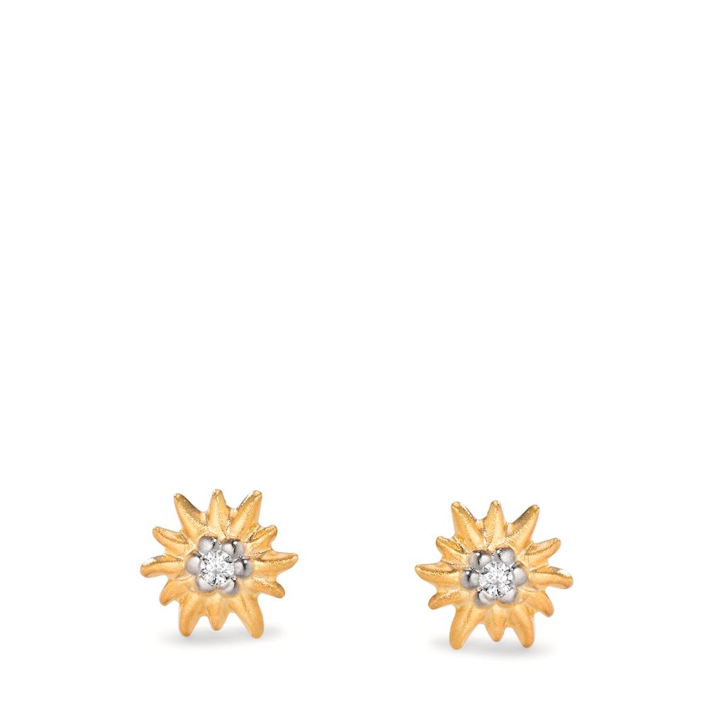 Pendientes Oro amarillo de 375/9K Bicolor Edelweiss Ø7 mm