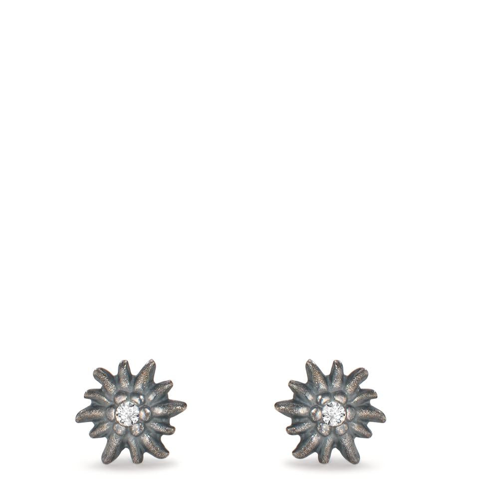 Pendientes Plata Patinado Edelweiss Ø7 mm