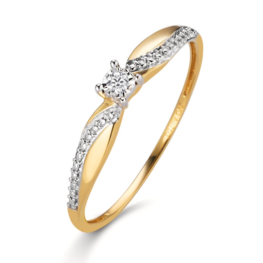 Anillo solitario 750/oro amarillo de 18 quilates Diamante 0.02 ct, w-si