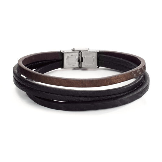 Pulsera Acero inoxidable, Cuero 22 cm