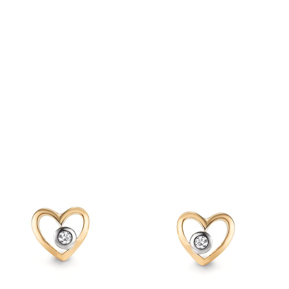 Pendientes 750/oro amarillo de 18 quilates Diamante cultivado en laboratorio 0.02 ct, 2 piedras Corazón Ø6 mm