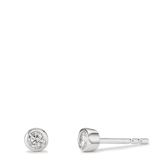 Pendientes 750/oro blanco de 18 quilates Diamante cultivado en laboratorio 0.20 ct, 2 piedras Ø4 mm