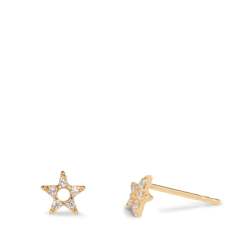 Pendientes Oro amarillo de 375/9K Circonita estrella Ø5 mm