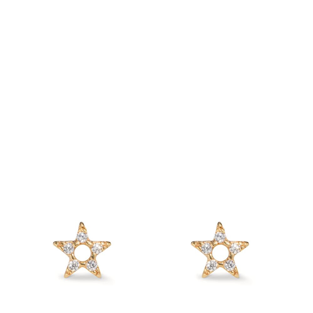 Pendientes Oro amarillo de 375/9K Circonita estrella Ø5 mm