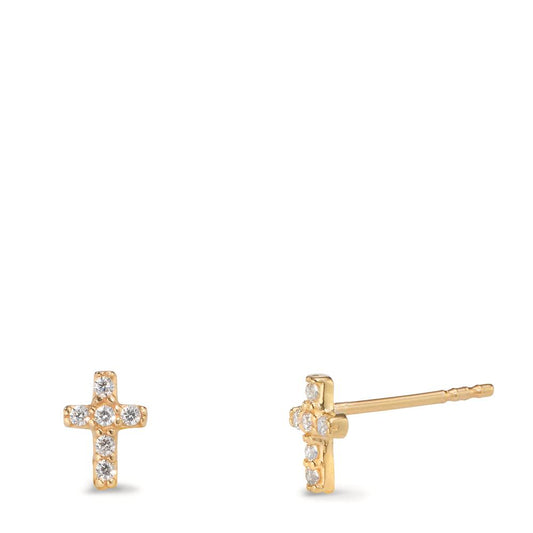 Pendientes Oro amarillo de 375/9K Circonita Cruz