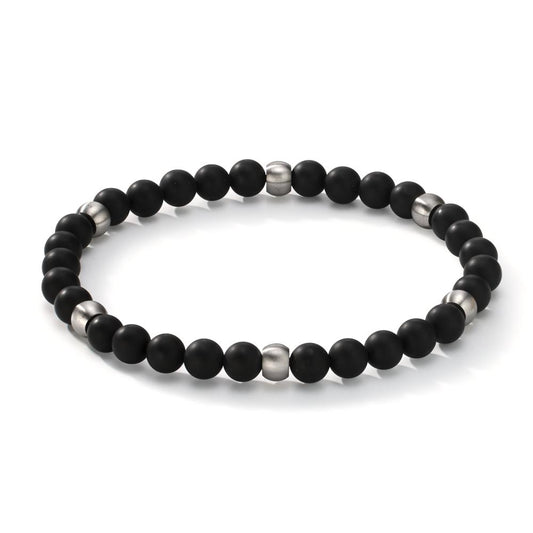 Pulsera Acero inoxidable Ágata negro 20 cm Ø6.5 mm