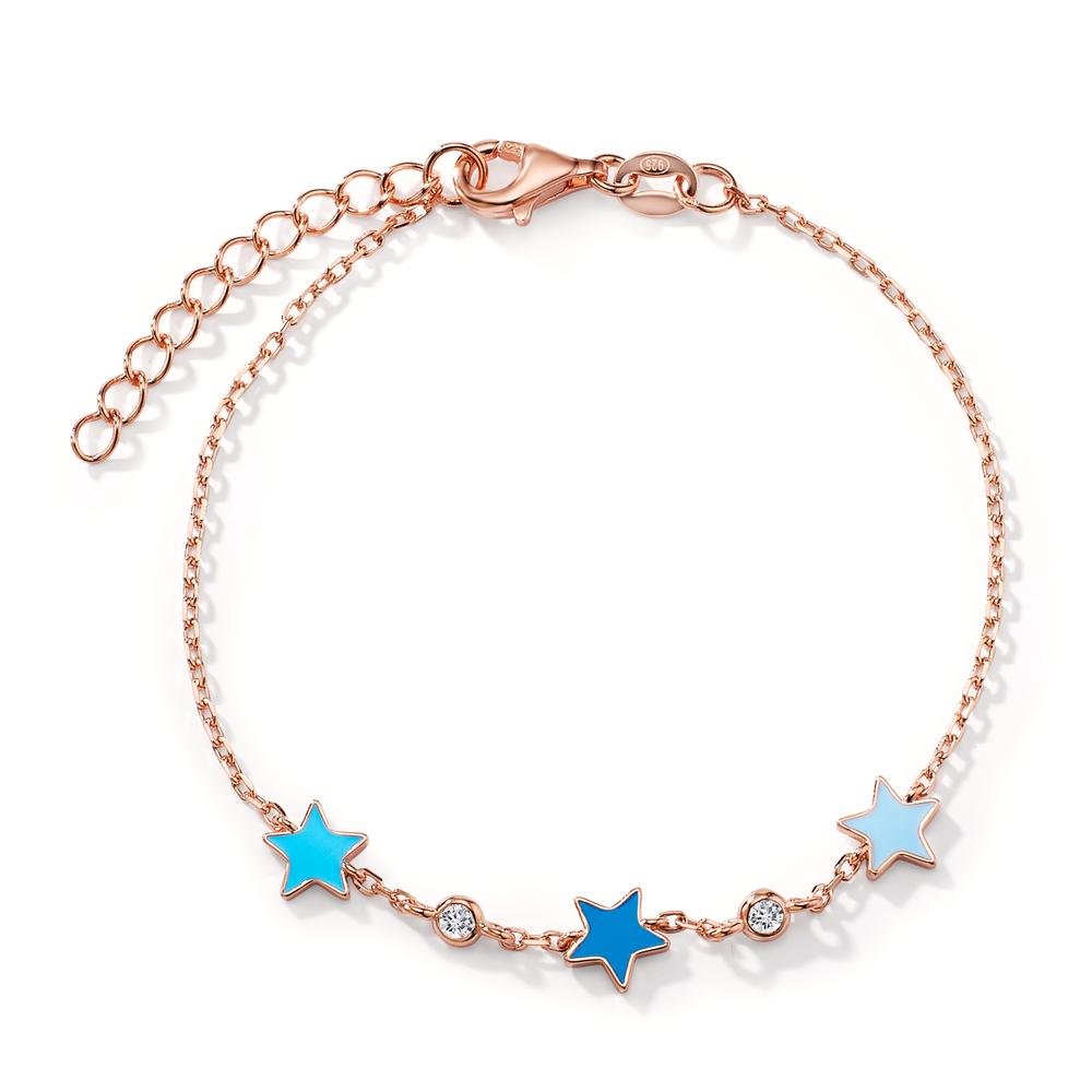 Pulsera Plata Circonita 2 piedras Rosa Dorado estrella 16-19 cm