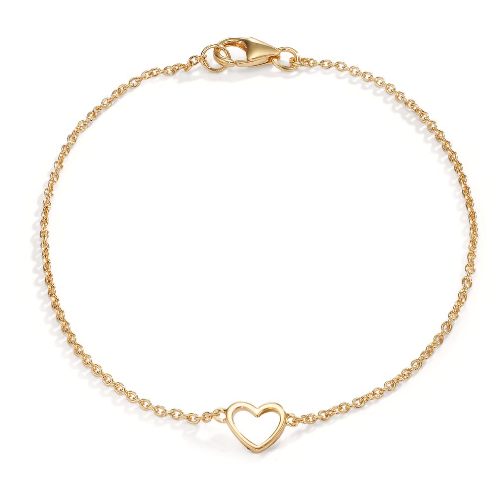 Pulsera Plata Amarillo Dorado Corazón 18 cm