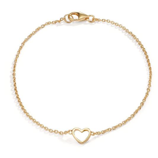 Pulsera Plata Amarillo Dorado Corazón 18 cm